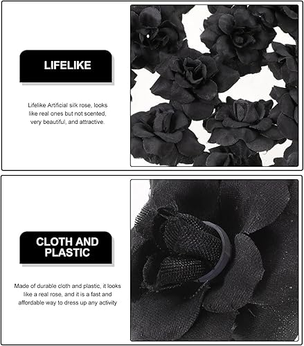 Miniatura 4 de DOITOOL 50 unidades de rosas artificiales, cabezas de rosas artificiales sin tallo, para manualidades, boda, fiesta de Halloween, decoración del