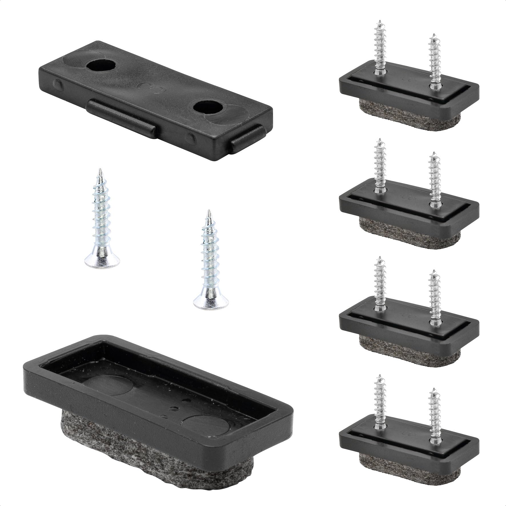 Wagner QuickClick® podkładki filcowe ślizgacze na krzesła, zestaw 4 szt. do przykręcenia I 4 x podstawa + 8 x śruba + 4 x wymienne wkładki ślizgowe - filc wełniany Ultrasoft - wkładka 32 x 15 mm - wyprodukowano w Niemczech - 15782800