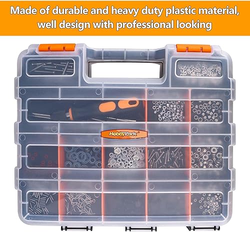 Miniatura 7 de HobbyPark Caja organizadora de hardware a control remoto, compartimentos ajustables, divisores extraíbles, plástico duradero, caja de herramientas