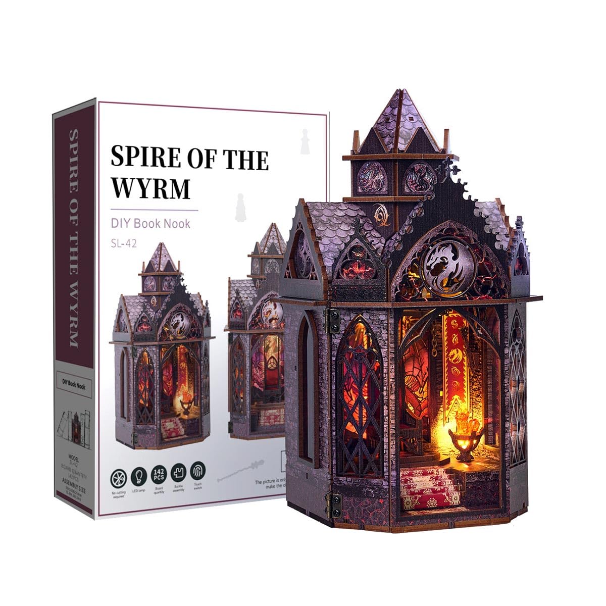3D Holzpuzzle Schloss, Steampunk Turm der Drachenruhe Gothic DIY Montage Modell Bausatz, Kreative Handcrafted Desk Decor sammelbar Puzzle Geschenk (142 STÜCK)