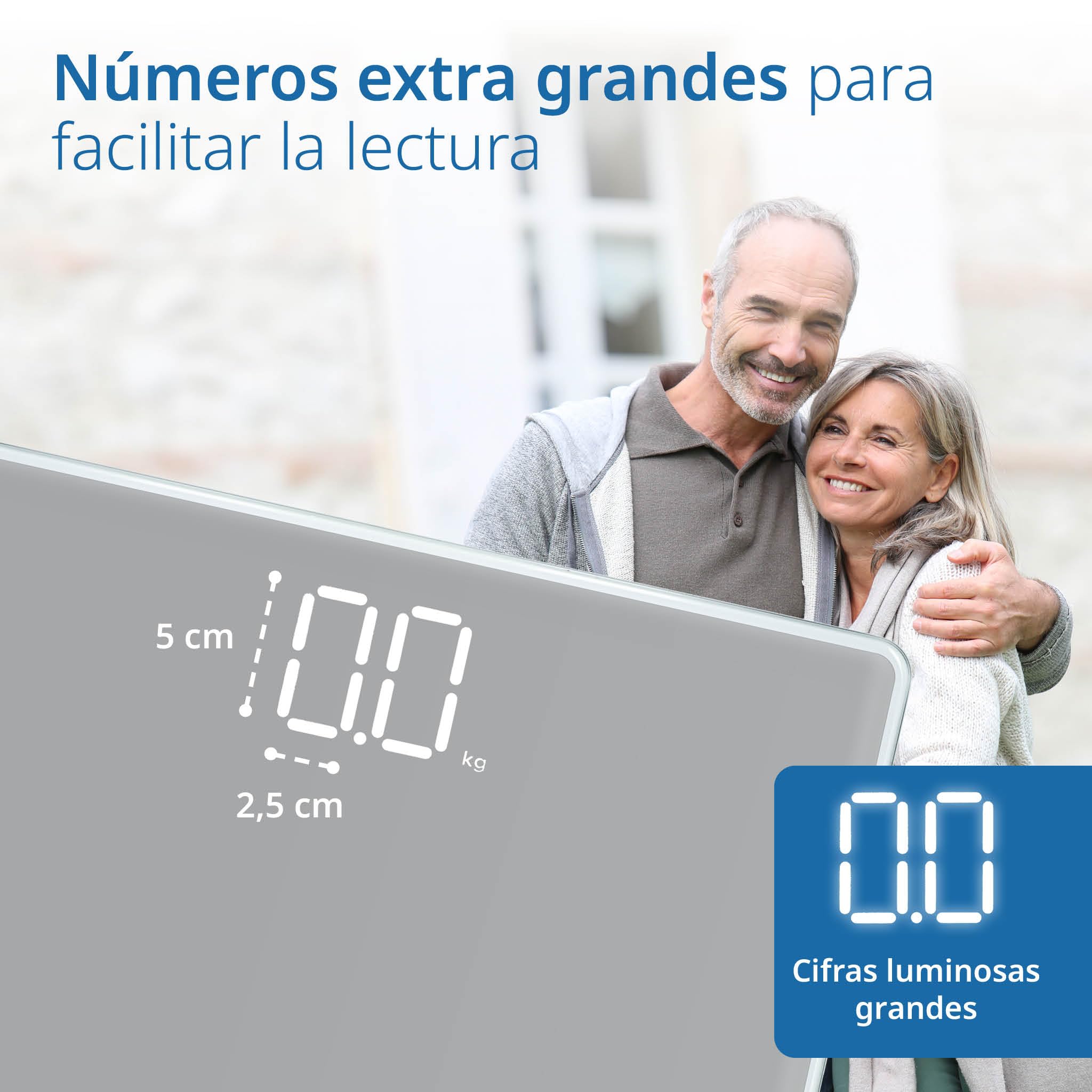ADE Báscula de baño digital con gran capacidad de carga de hasta 220 kg | balanza peso corporal precisa con dígitos luminosos XXL | gran pantalla | superficie de pesaje extragrande | gris