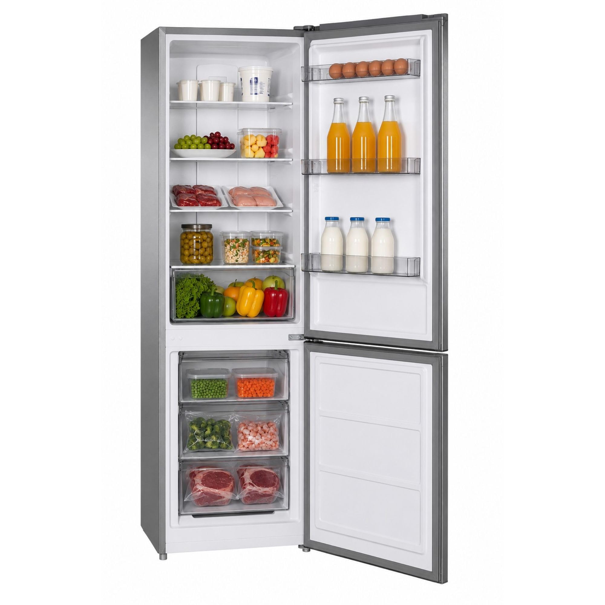 SAUBER, Frigorífico Combi Serie 3-FCD18526XH Tecnología TOTAL NOFROST, Luz LED, E, Puertas Reversibles, INOX, 293 L, 186 x 60cm, DISPLAY,ZeroClearance®, ENTREGA Y RETIRADA USADO DOMICILIO