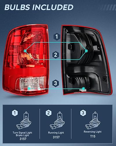 Miniatura 3 de Nilight Conjunto de luz trasera del lado del conductor para Dodge Ram 1500 2500 3500 2014 2015 2016 2017 2018 Dodge Ram 1500 2500 3500 reemplazo de