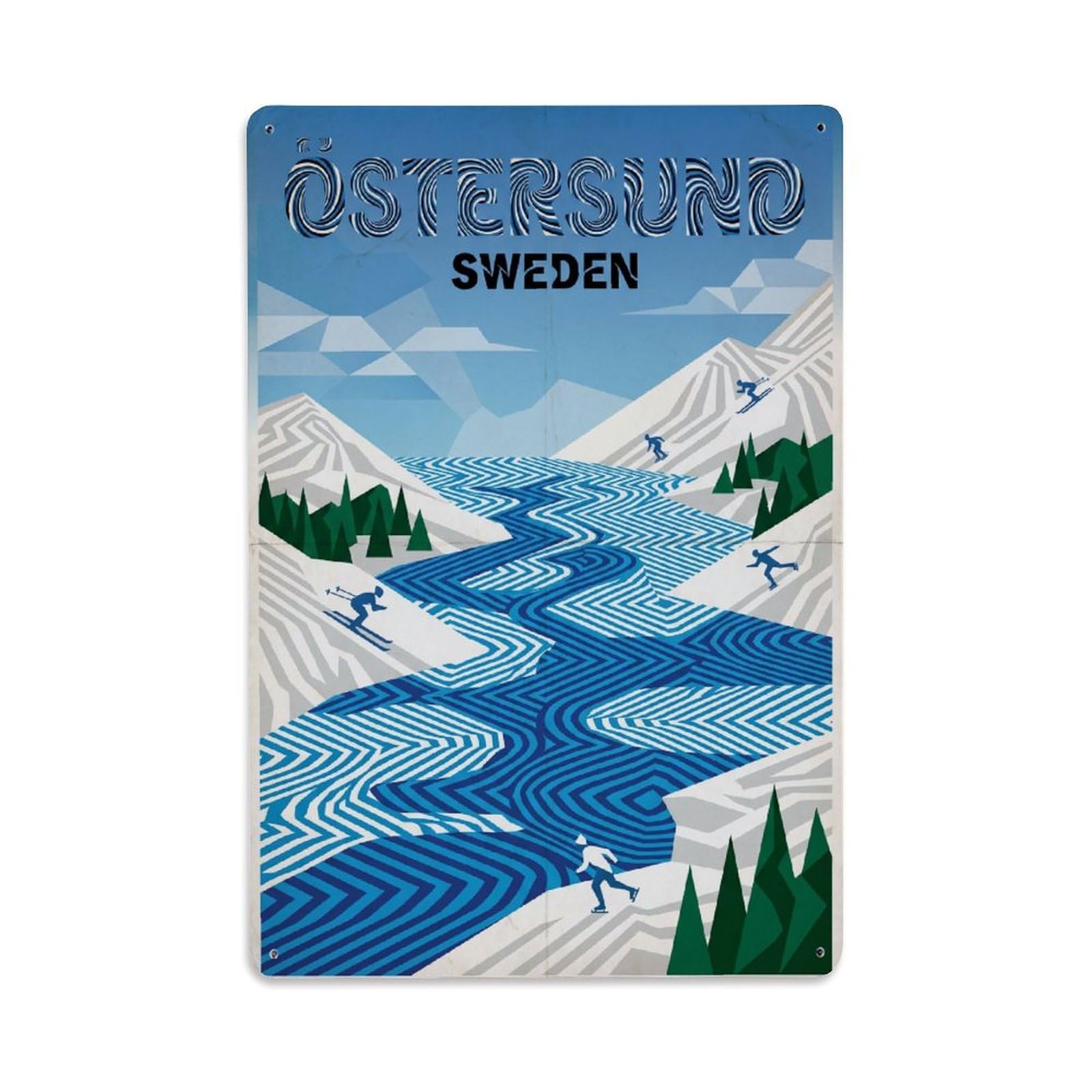 Retro Sweden Ostersund Travel Metal Tin Sign Plaque Wall Decor for Cafe, Club Bar, Office, Garden Metal Poster 8x12Inch