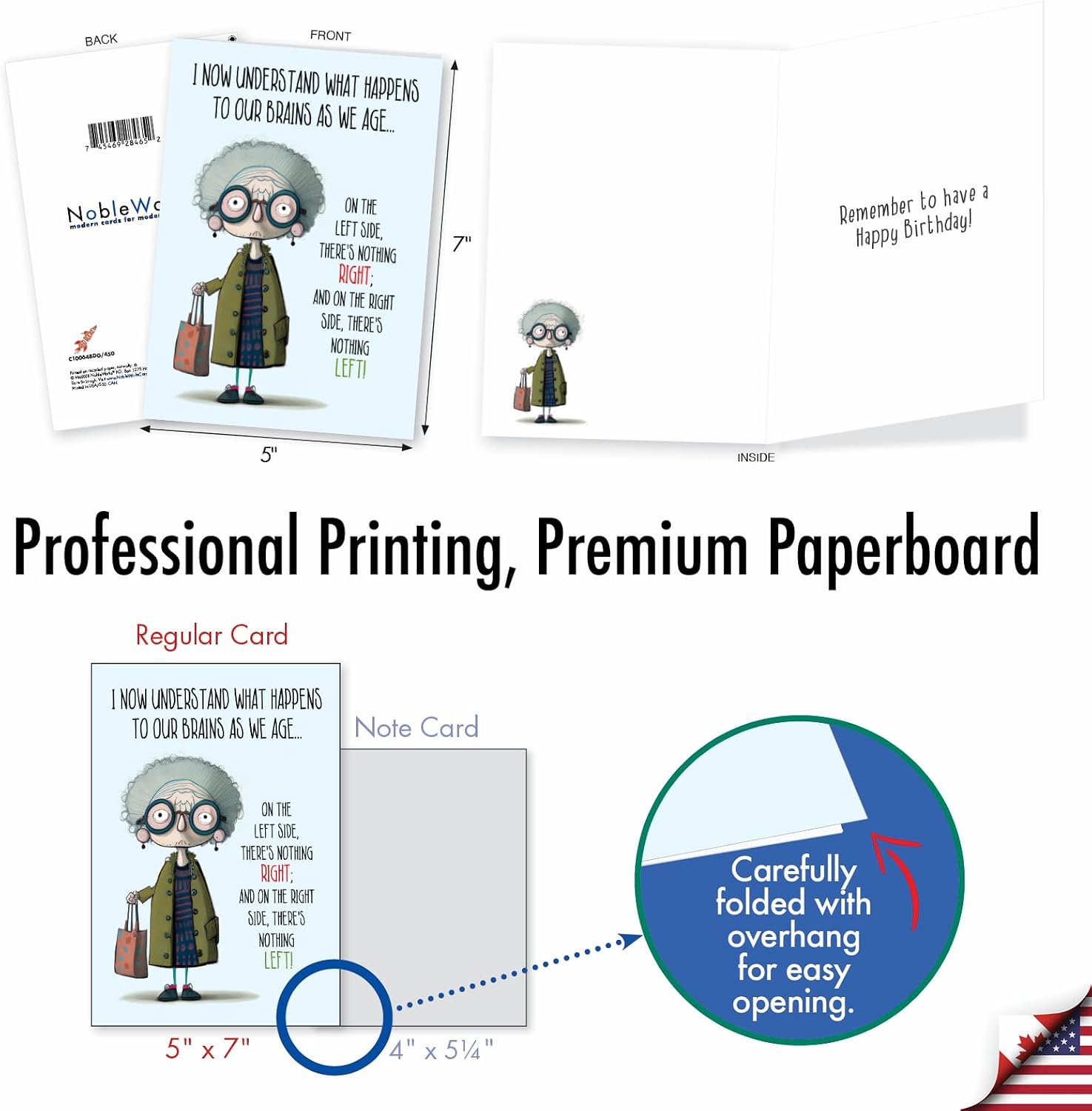 NobleWorks Humorous Birthday Greeting Card with 5 x 7 Inch Envelope (1 Card) Bday Right Brain C10064BDG image 4