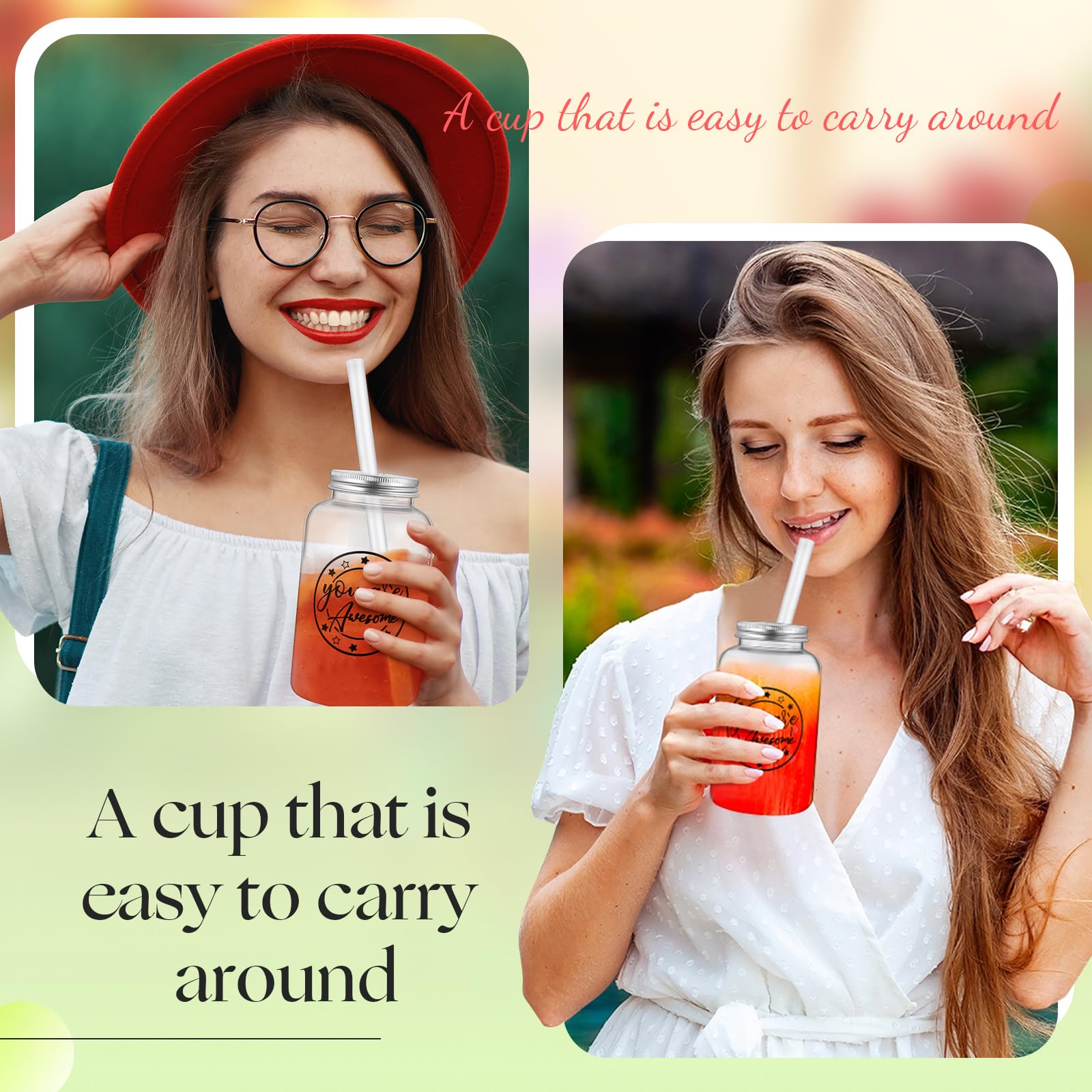 Teenyyou 12-Pack Teacher Appreciation Gift Set - 16 Oz Clear Plastic Mason Jar Tumblers With Lids, Straws, Thank You Cards & Bags