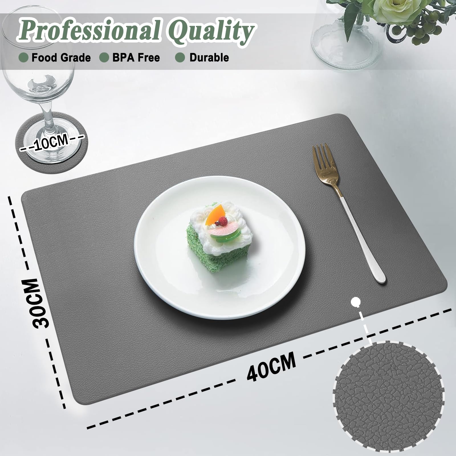 Juego de 6 manteles individuales de silicona y posavasos lavables, resistentes al calor, 232.2 °C, manteles individuales antideslizantes para el hogar, hotel, cocina interior, exterior, mesa