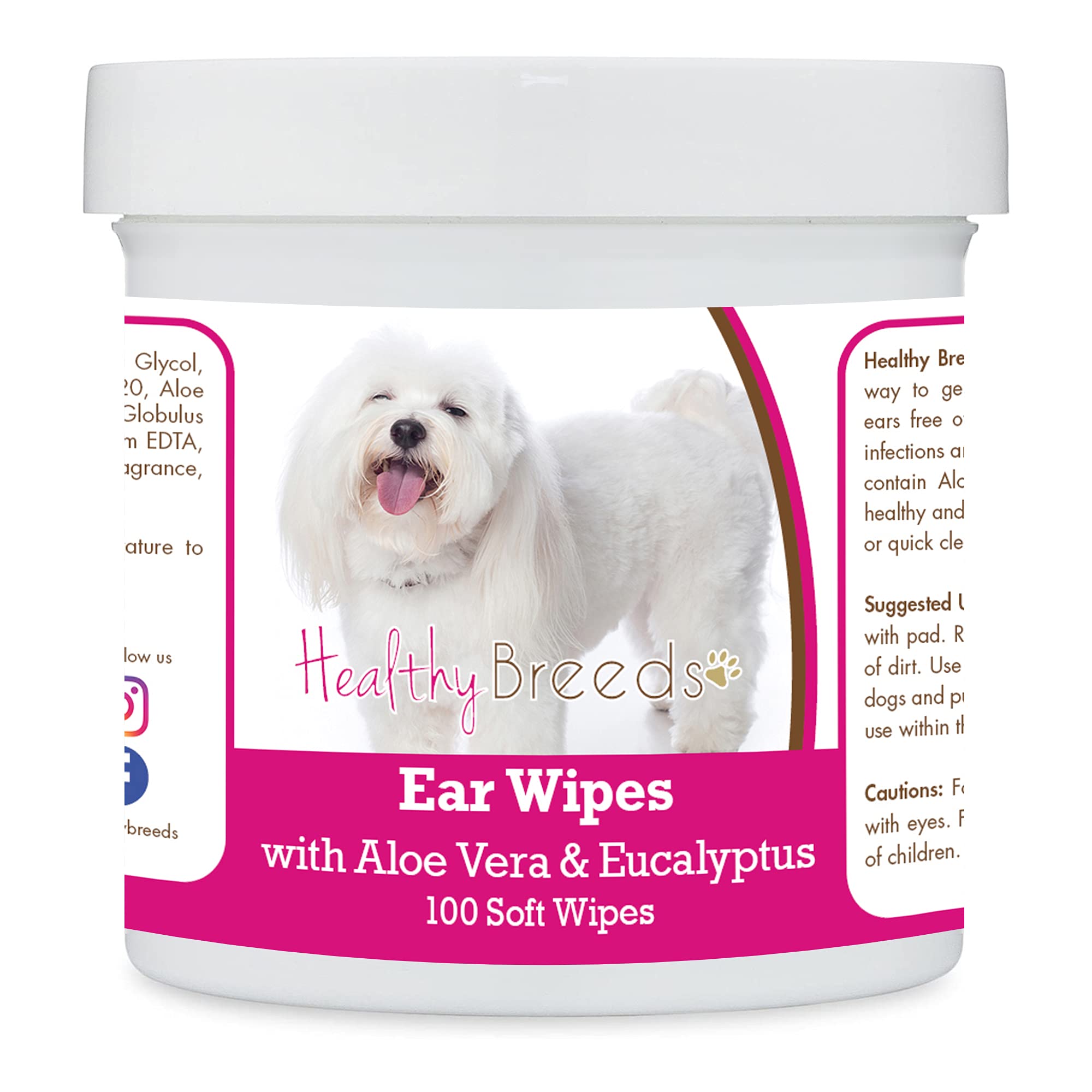 Healthy Breeds Coton de Tulear Ear Cleaning Wipes with Aloe &amp; Eucalyptus for Dogs 100 Count