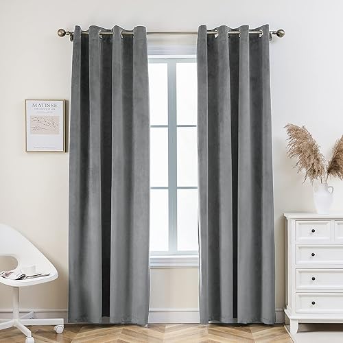 Pleasant Boulevard - Cortinas de terciopelo blackout para decoración interior de habitaciones y ventanas grandes, elegantes, estilo con ojales, 2
