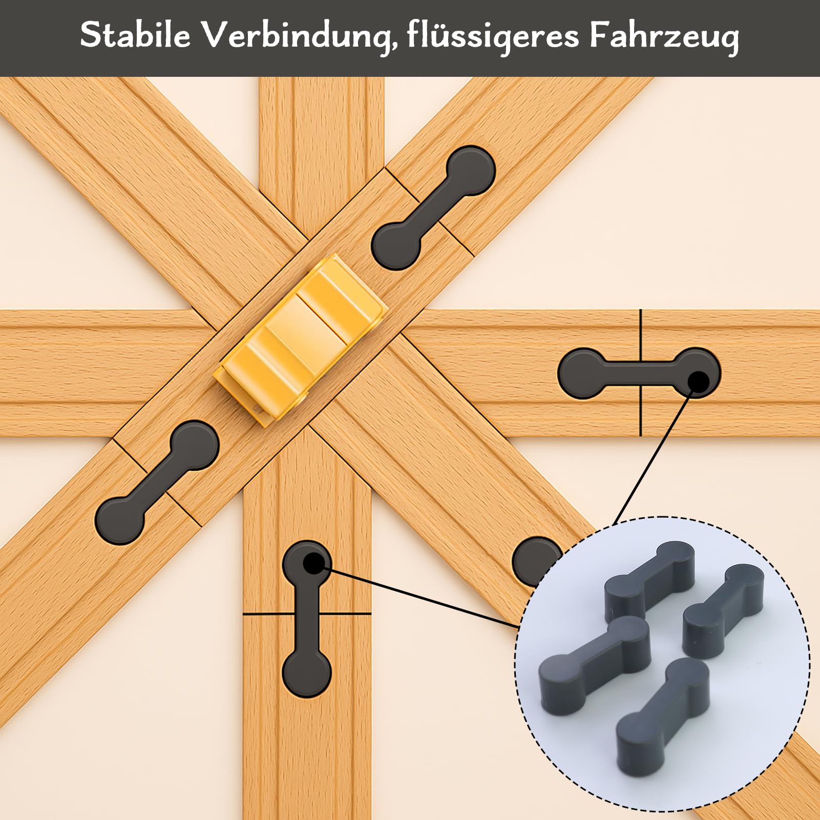 Lot de 15 adaptateurs universels pour rails en bois - Réutilisables - Adaptateur de connexion de voie en bois - Pour fête d'anniversaire