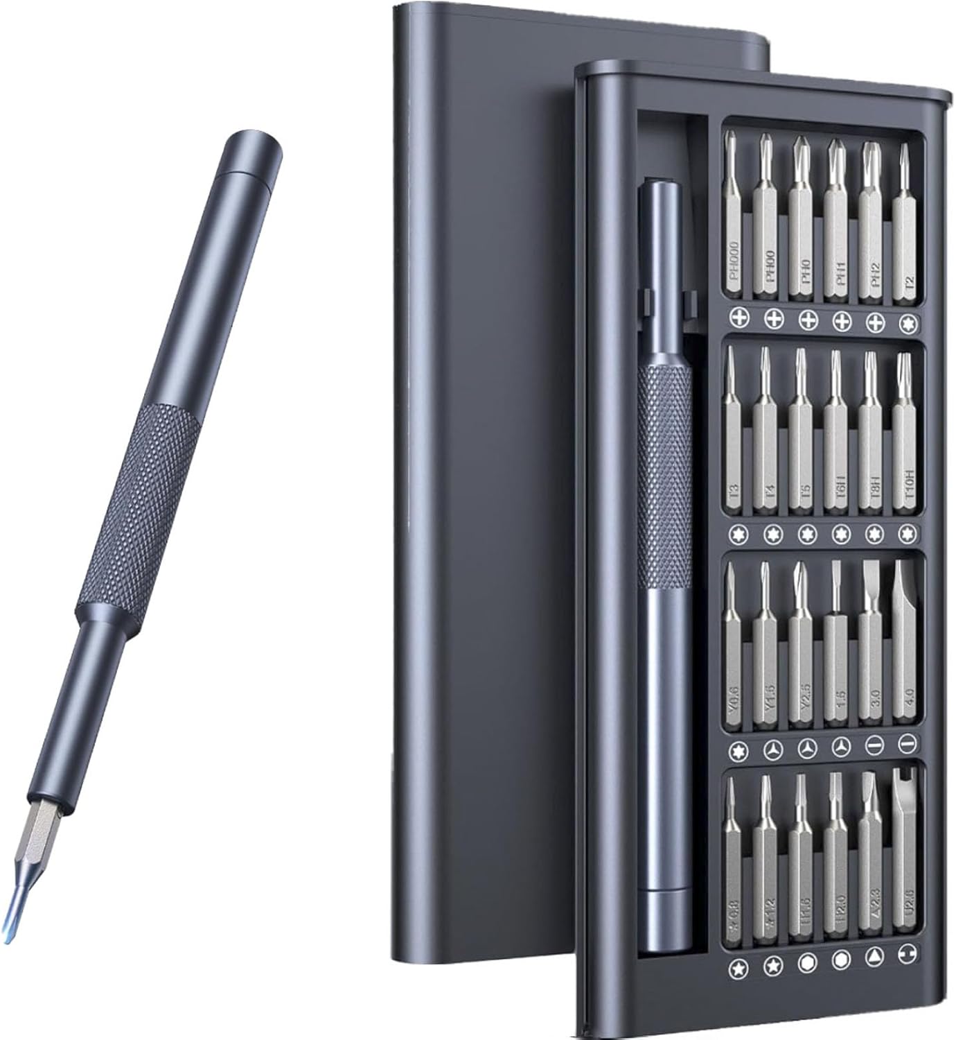 Card Holder 25-IN-1 Precision Small Screwdriver Set, Professional Mini Bit Tool Set for Glasses, Watch, Ring Doorbell, Electronic，Computer，high-strength steel Screw Driver，Magnetic，Gift for Mens