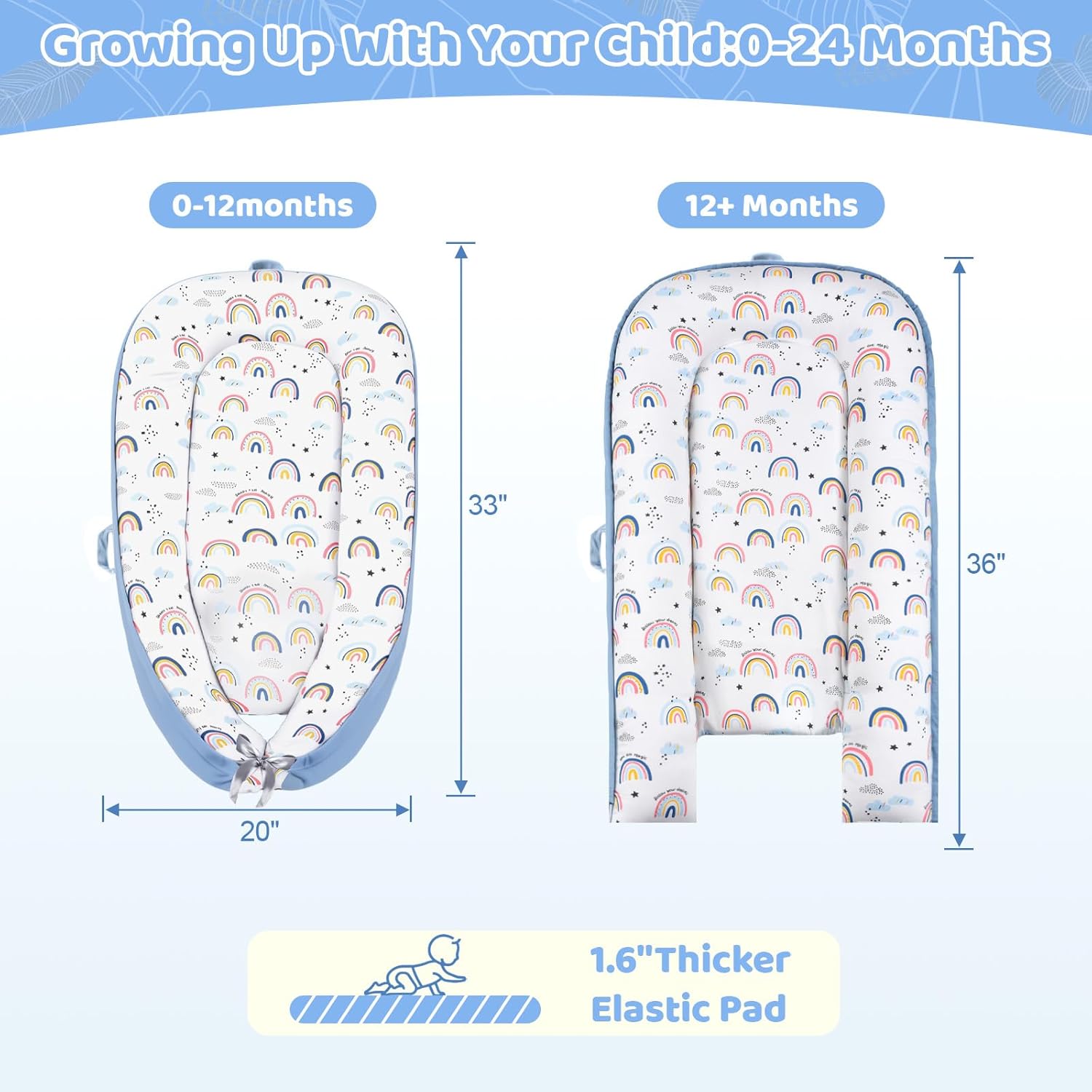 Baby Lounger, Baby Lounger for Newborn 0-24 Months, Premium Soft & Breathable Infant Lounger, Pure Cotton Baby Nest for Boys & Girls, Portable Newborn Lounger for Travel and Home. - Image 5