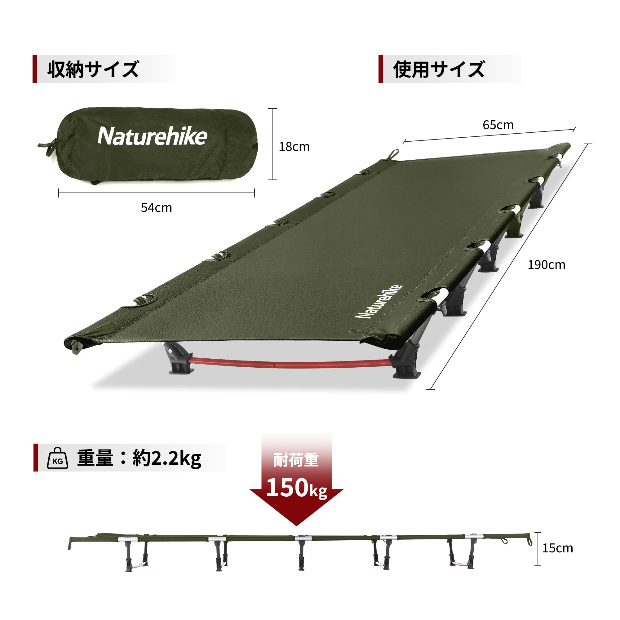 Amazon.co.jp: Naturehike直営店 アウトドアベッド コット 折りたたみ