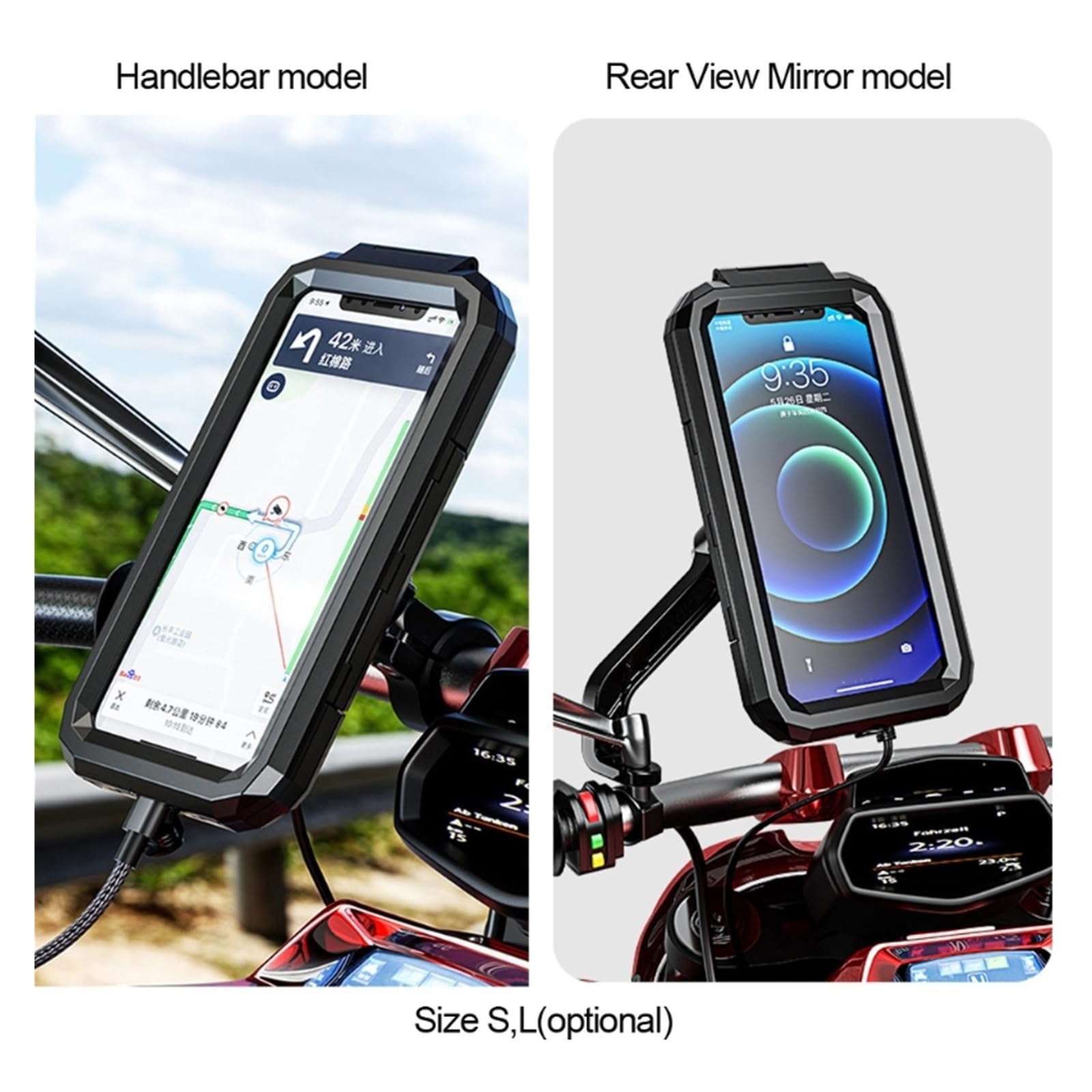 ハンドル取り付けのスマホホルダー 防水対応 防水 スマホホルダー バイクホルダー ハンドルホルダー バイク