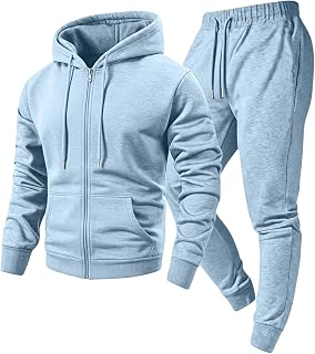 Mens Track Suit Drawstring Athletic 2 Piece Outfit Activewear Winter Outfit with Hoodies Sweatpants Gym