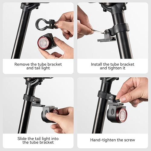 Miniatura 7 de ROCKBROS Luz trasera inteligente para bicicleta con alarma de bocina de bicicleta, luz trasera recargable por USB para conducción nocturna,