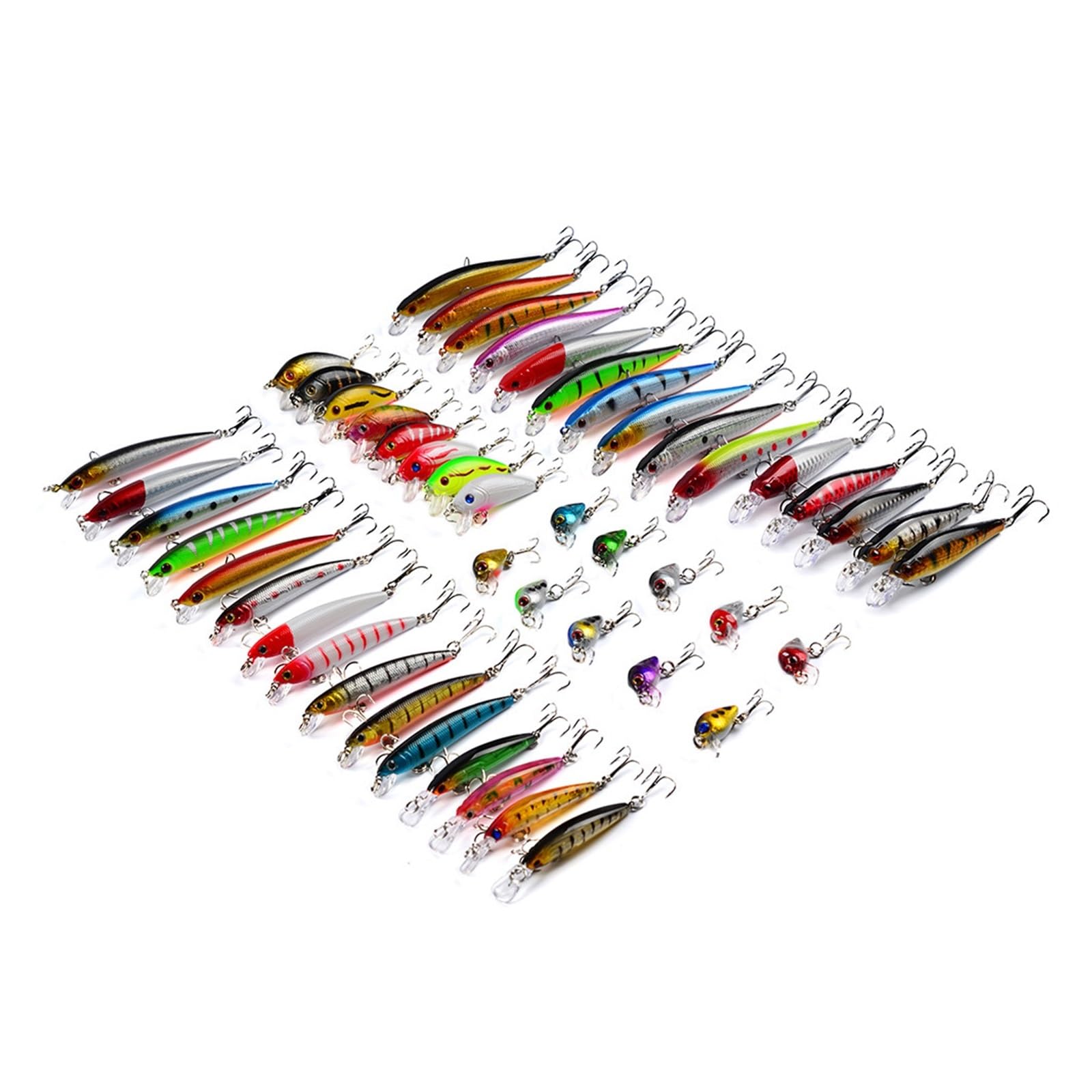 XILILHC 48 Unids/Set Mezcla De Señuelos De Pesca Conjunto Minnow Flotante Swing Crankbait Crazy Wobblers Hundimiento Artificial Biónico Duro Cebo Manivela Señuelo Kit