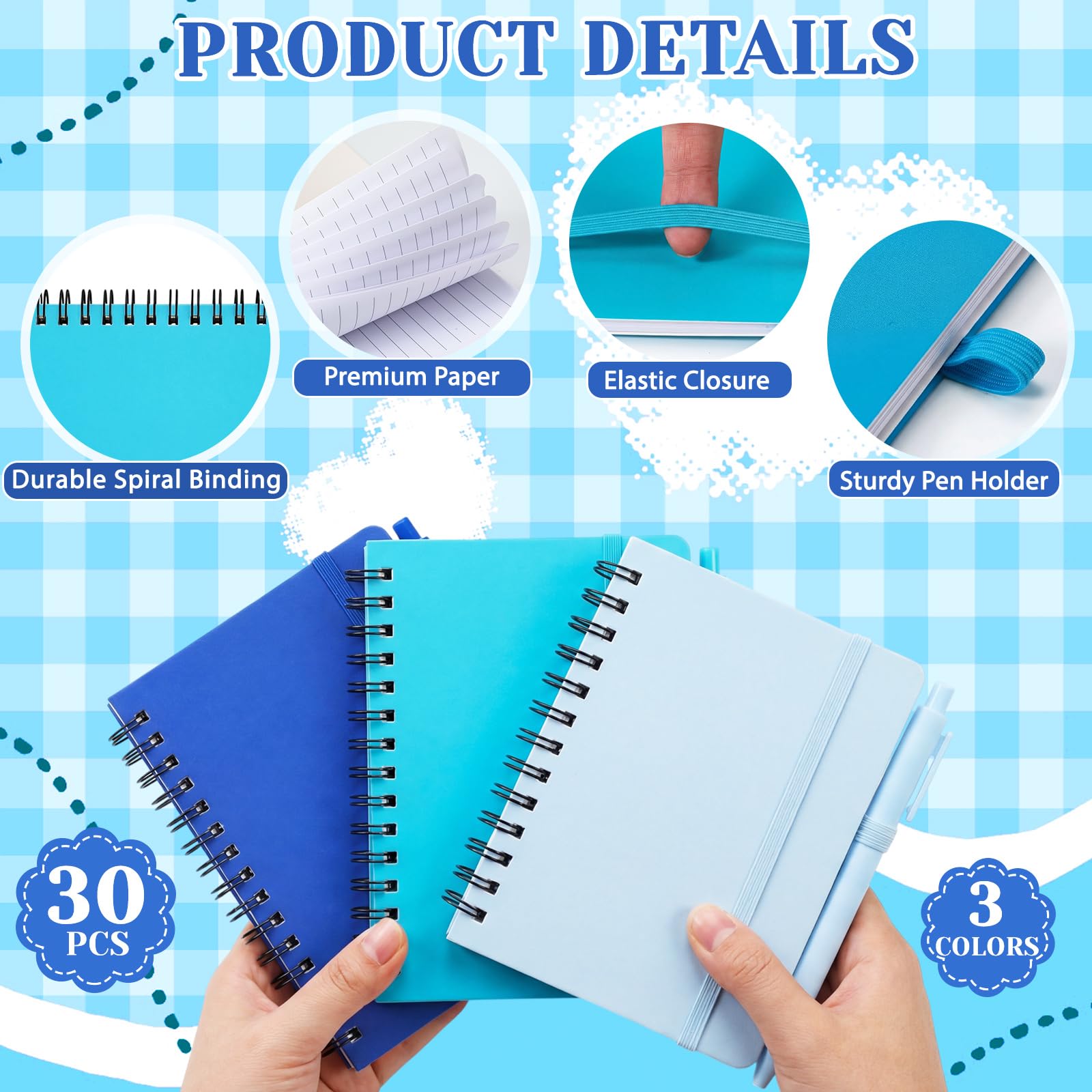 Fulmoon Juego de 30 cuadernos pequeños en espiral A6 con bolígrafos a granel, multicolor, cuadernos de bolsillo de 4 x 6 pulgadas, mini diarios rayados, 50 hojas para suministros de regreso a clases