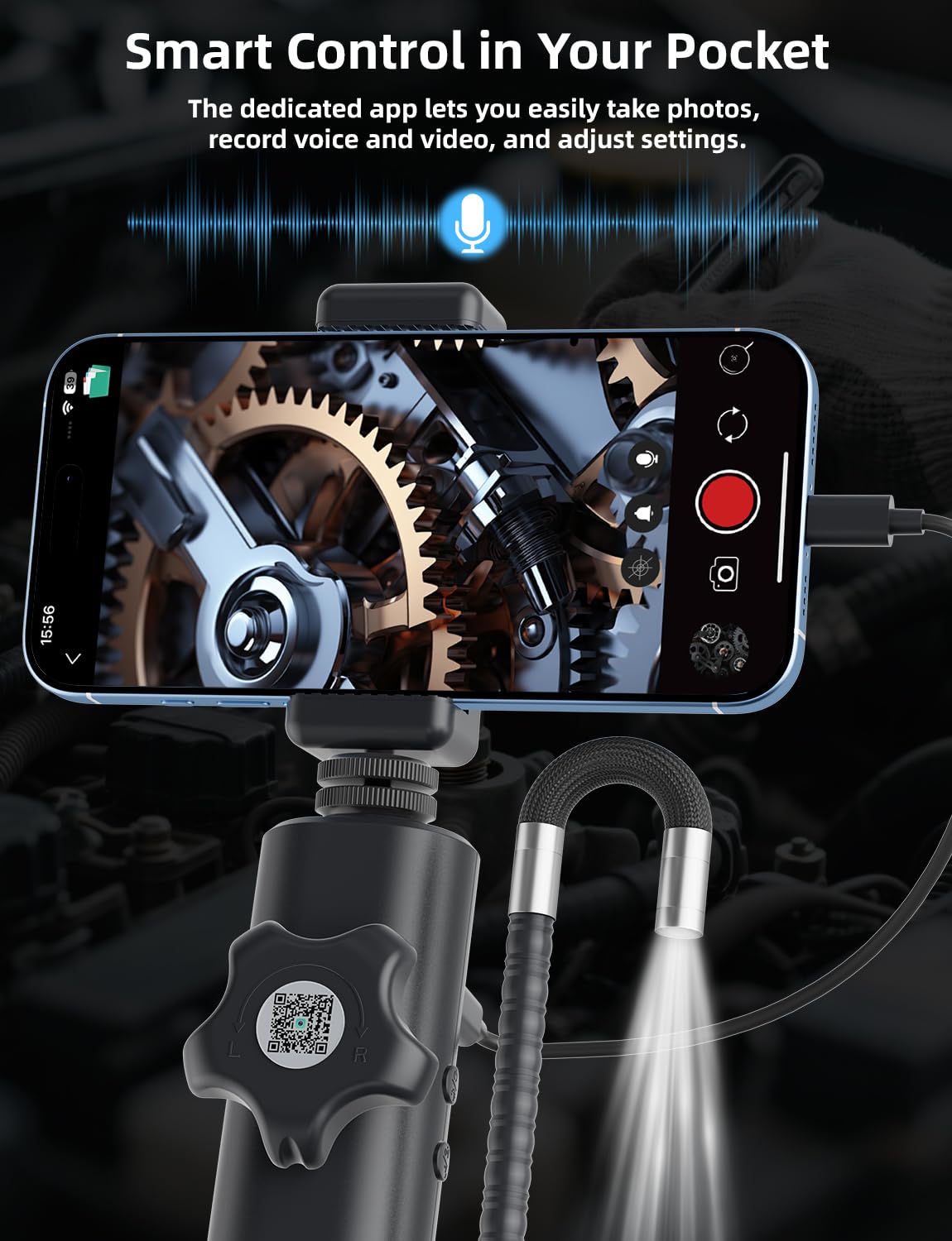 Cámara endoscópica con luz [rotación de 360º], endoscopio articulado HD 1920P con cámara de Serpiente semirrígida, IP67 Impermeable inspección de Regalos, Herramientas, endoscopio para Chicas, para
