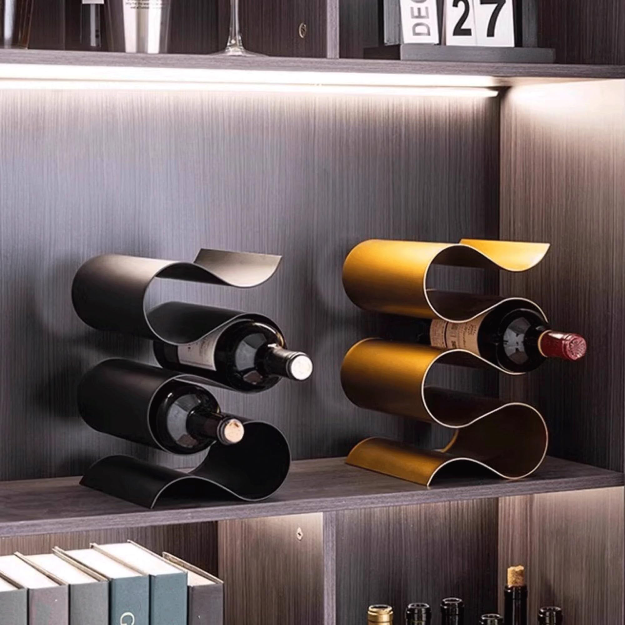 Uchwyt na butelkę wina Ozdoba na stojak wino w kształcie litery S. Stojak butelkę wina do salonu Stojak na wino