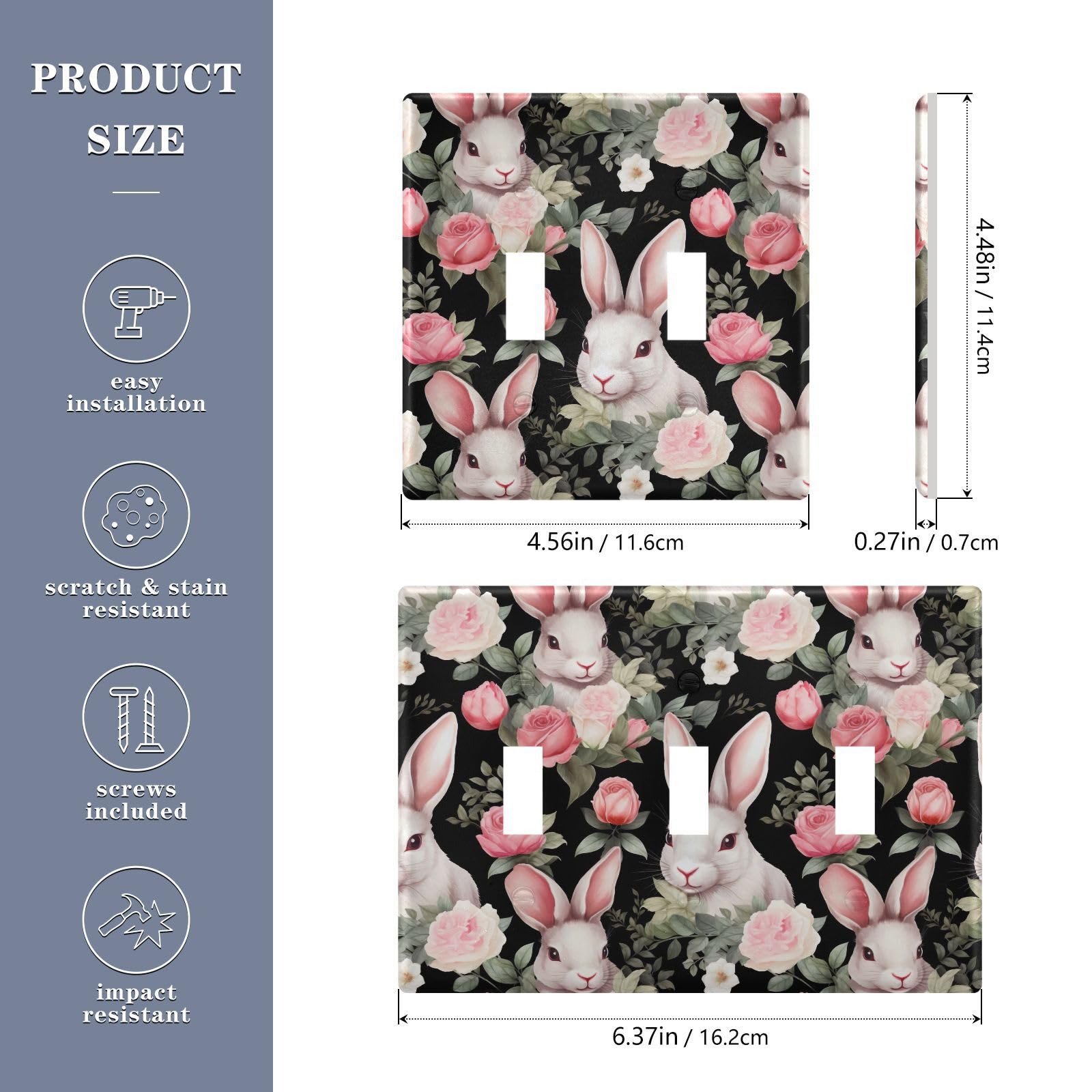 UMIRIKO Easter Bunny Rabbit Light Switch Cover Plate Covers Decorative Double Toggle Home Decor 202b3370