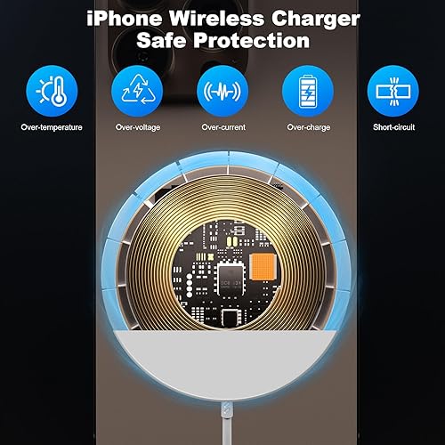 Miniatura 6 de Cargador inalámbrico magnético para iPhone, cargador inalámbrico Mag seguro cargador magnético Bloque de carga USB C y cargadores magnéticos