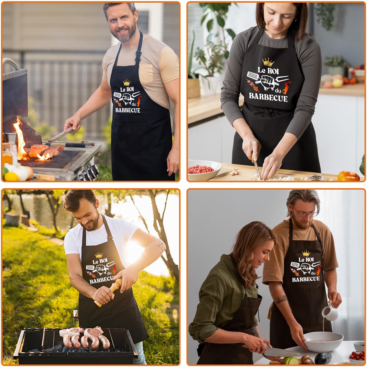 Tablier Cuisine Homme Personnalisé, Réglable Tablier Professionnel Humour Rigolo Drole Barbecue Bbq Noir, Tablier de Cuisine Coton Cadeau Fete Des Peres Saint Papa Valentin Noel