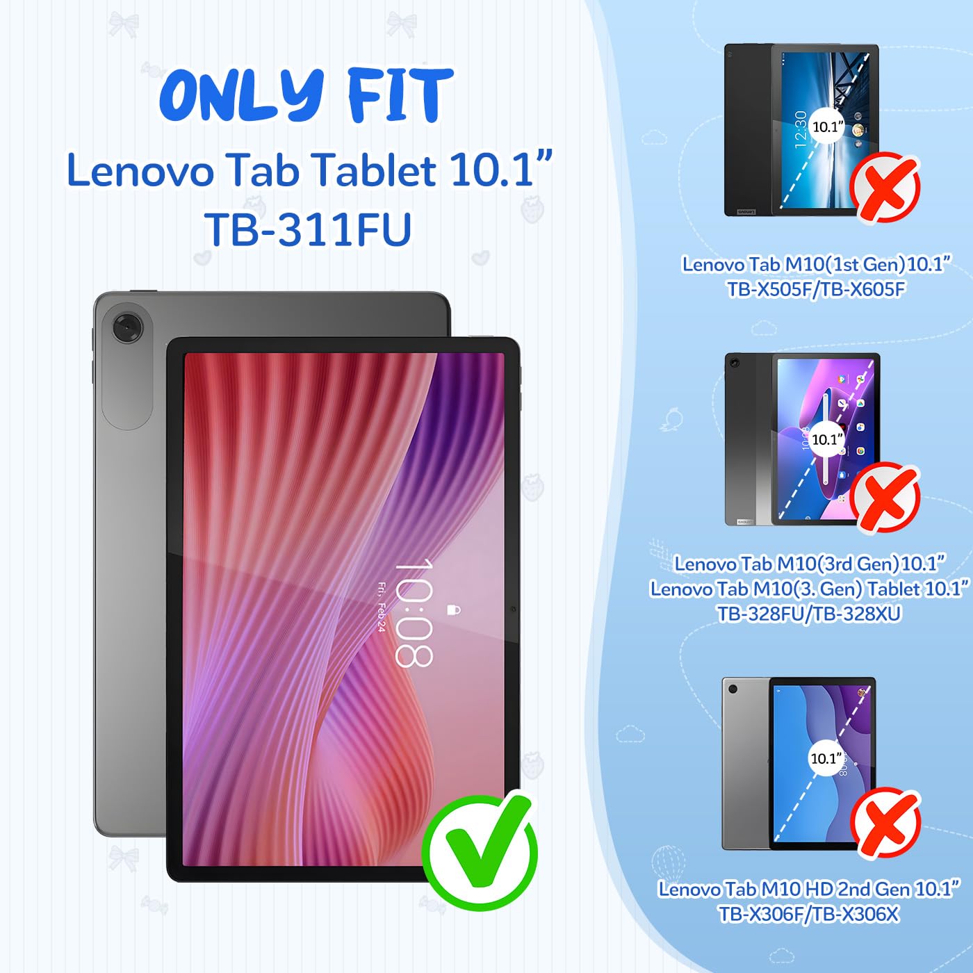 Custodia Bambini per Lenovo Tab Tablet 2025 10.1 Pollici (TB311FU/TB311XU), Eva Leggermente Antiurto Custodia Protettiva con Manico Bambino e Tracolla, Blu