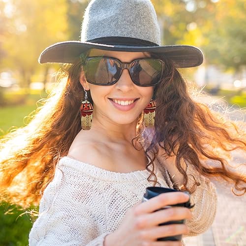 Miniatura 2 de Taouzi Wooden Earrings for Women Cute Painted Wood Earrings Bulk Festival Teardrop Dangle Earrings Gift for Women Girls