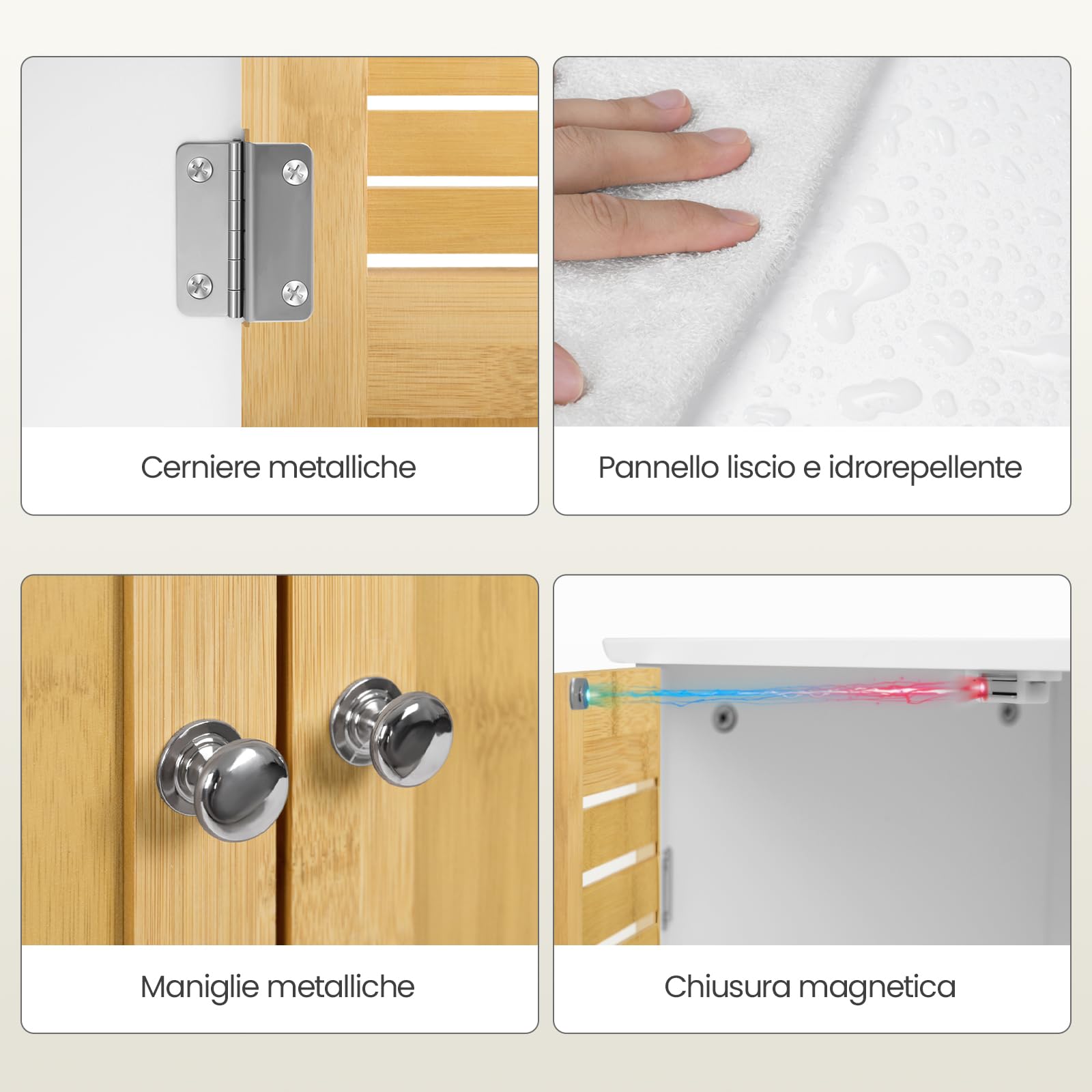 EUGAD Armadietto Sottolavabo Mobiletto sotto Lavandino per Bagno con Due Ante in Legno