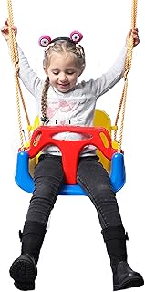 IFOYO 3-in-1 Toddler Swing Seat - Adjustable High-Back Secure Swing Chair for Indoor/Outdoor Play, Detachable & Portable Kids Swings Set with Safety Harness, Blue