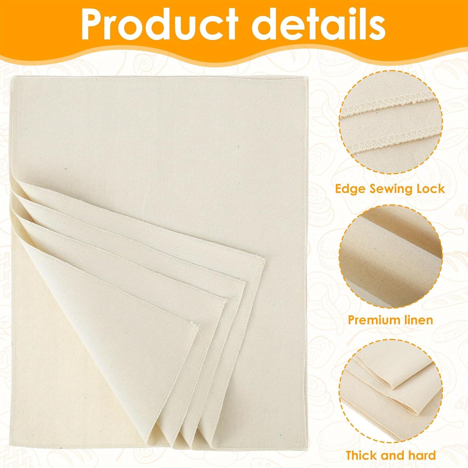 6 Pcs Bread Towels for Proofing Cover, 100% Organic Cotton Bread Proofing Cloth for Bread Baking, 17x29 Inch Linen Cloth Reusable Thick Baking Bread Cloth for Rolling Dough, Baguettes, Loaves