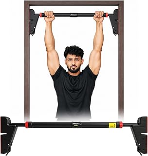 Boldfit Pull Up Bar for Home Workout Without Screw - Adjustable Door Way Chin Up Bar for Home Workout for Kids & Adults Pull UpBar for Men & Women Anti-Skid Grip Strength Training Gym Accessories