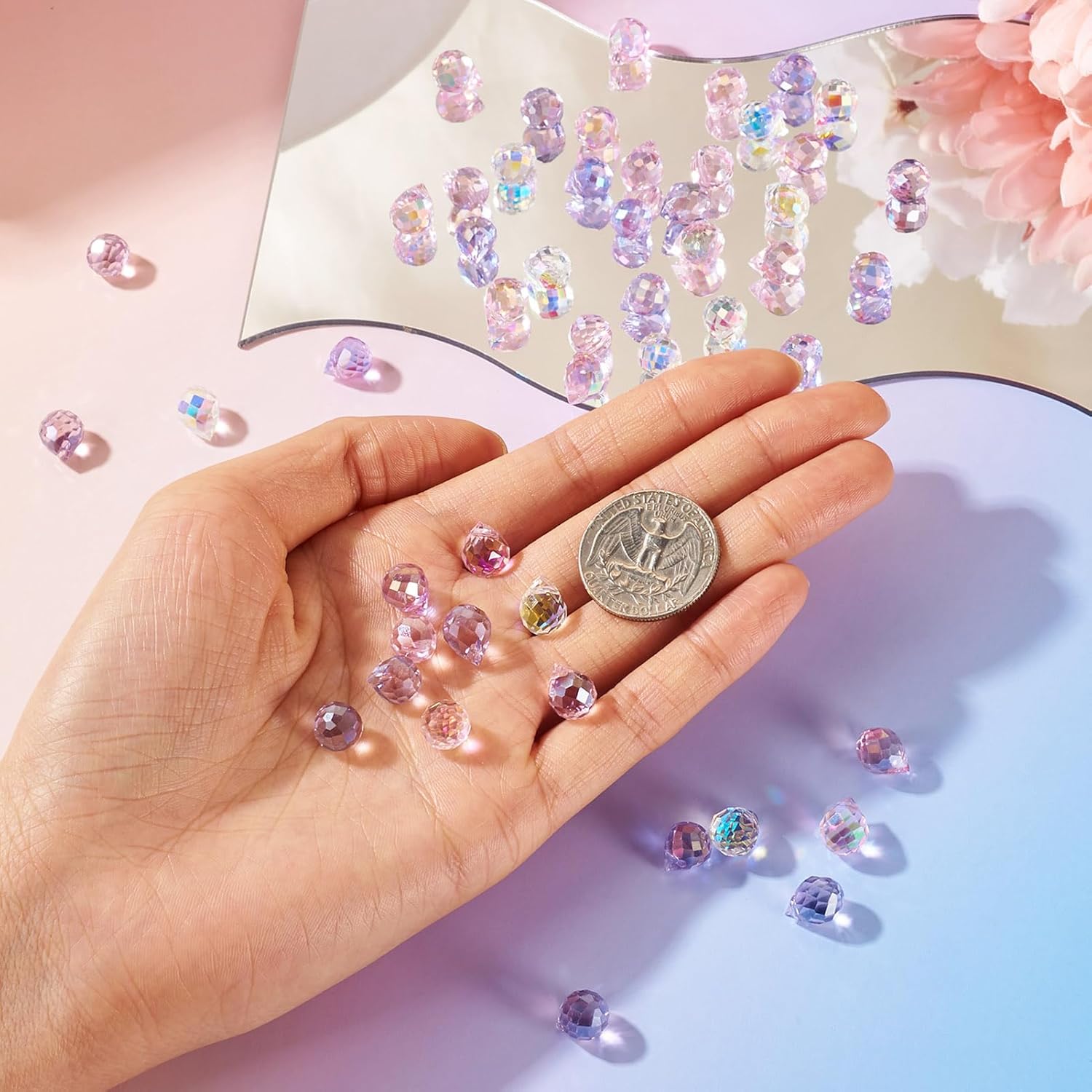 50Pcs Faceted Glass Teardrop Beads Electroplated Crystal Glass Beads 10x8mm 5 Colors for DIY Jewelry Making Necklace Bracelet Earring - Image 4