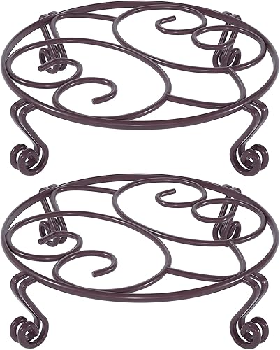 Miniatura 8 de Yimobra Soporte de metal para maceta, paquete de 2 soportes resistentes para macetas para interiores y exteriores, metal a prueba de óxido,