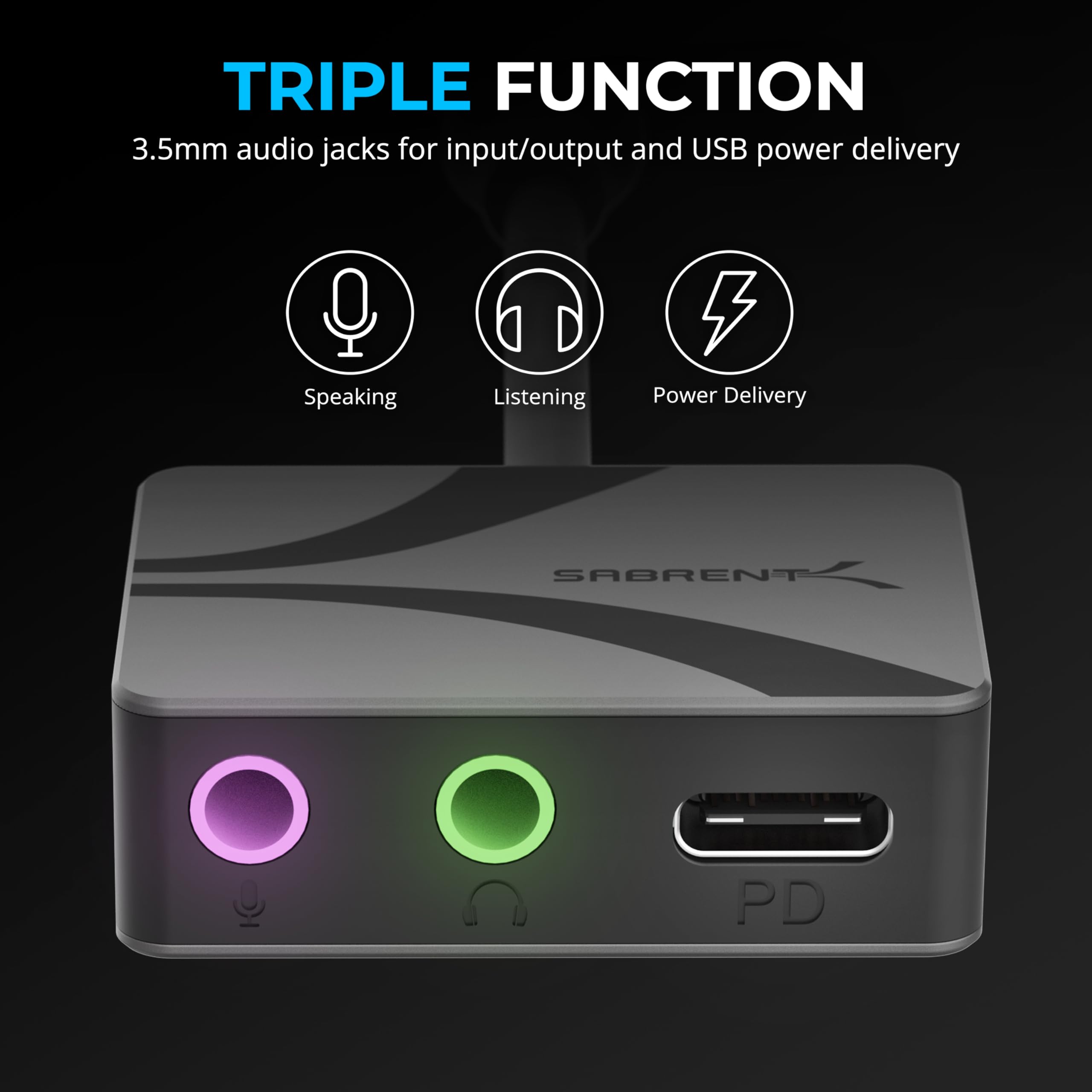 Adaptador de audio USB tipo C a 0.138 in con PD de 100 W, tarjeta de sonido externa USB C para auriculares, micrófono, altavoces, salida estéreo, 24 bits, 96 KHz, compatible con portátil 3
