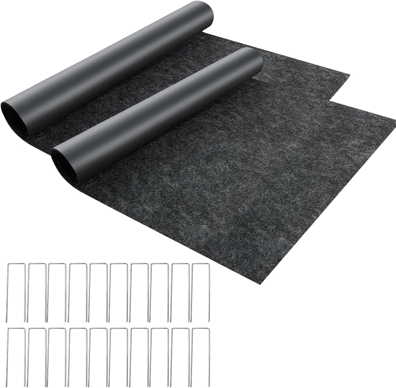 1 Pcs Recycled Felt Mulch Mat 2'×8.2' Reusable Pathway Landscaping Mats Garden Walkway Durable Mat with 10 Ground Staples for Vegetables Plant Weed Barrier