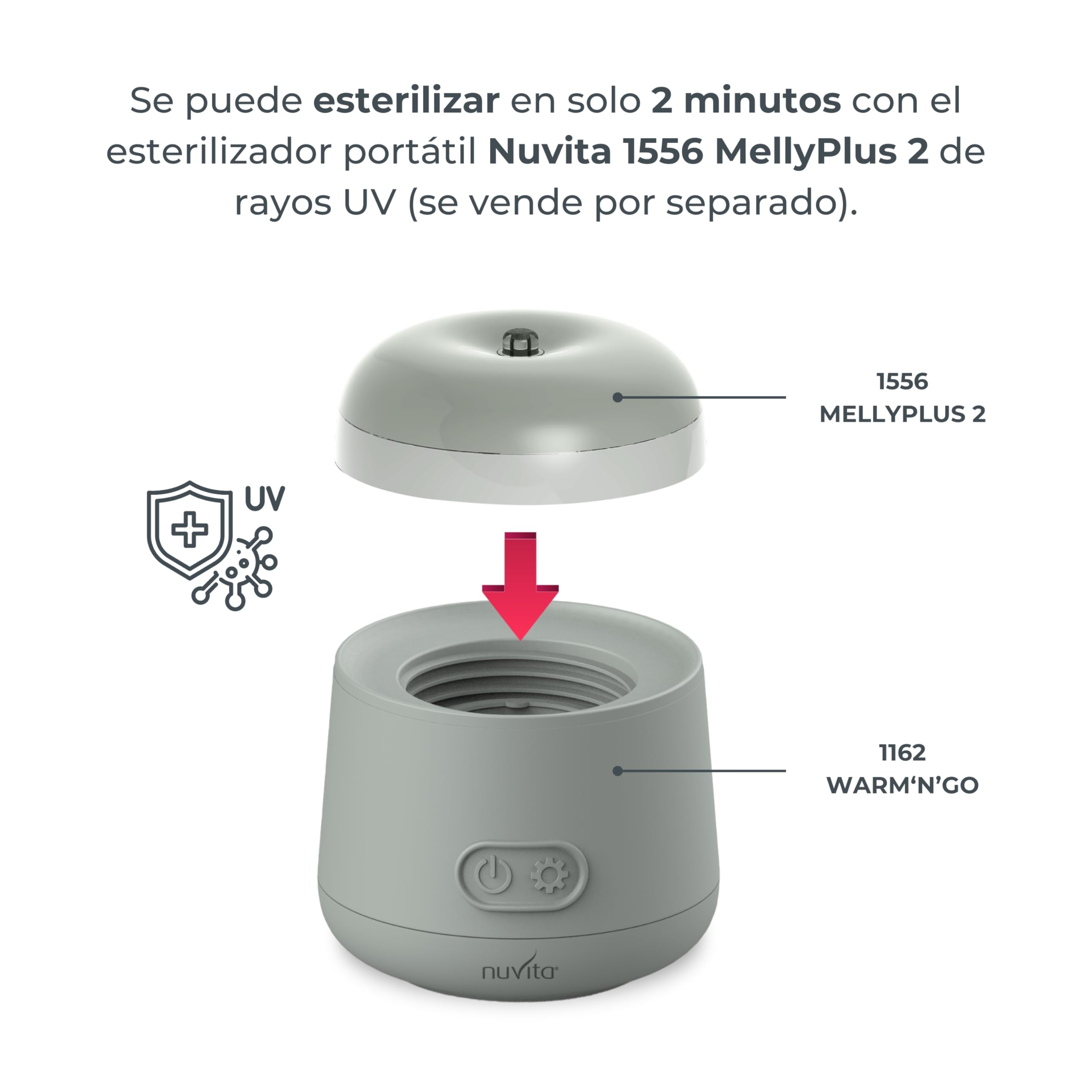 Nuvita 1162 Calientabiberones portátil universal Warm'n'Go con USB - Calentamiento rápido, 4 ajustes de temperatura, fácil de transportar con cierre hermético, calienta hasta 8 biberones