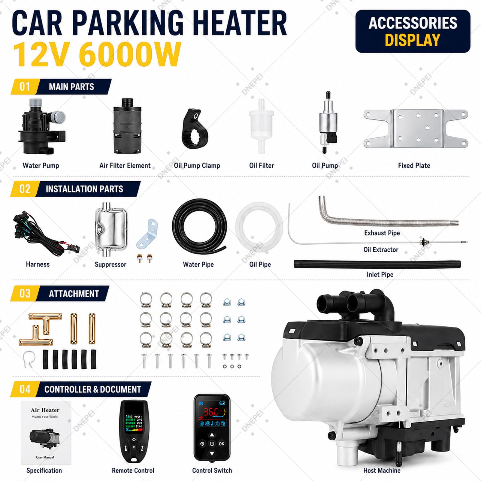 Precalentador de refrigerante de 6 kW (12 V/24 V) con mando a distancia 24v