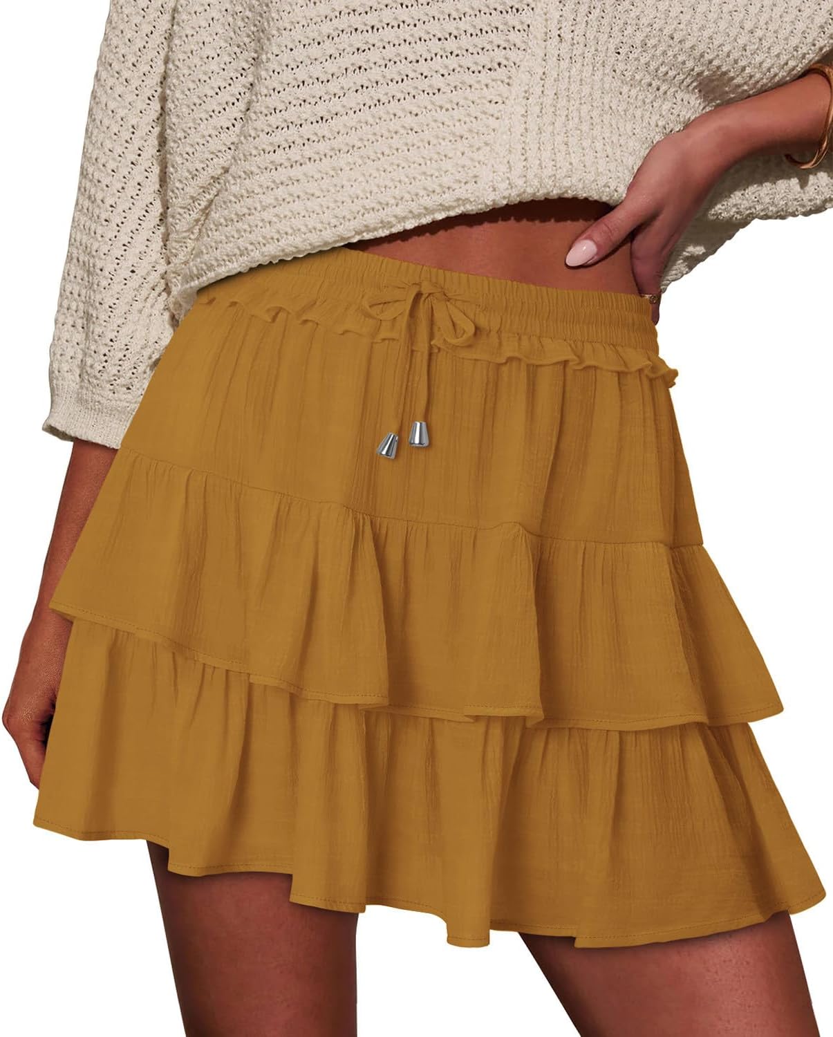 onlypuff Flowy Shorts for Women Ruffle Skorts Tiered Teen Girls Country Concert Outfits Golf Tennis Skort Under Sweater Skirt - Image 2