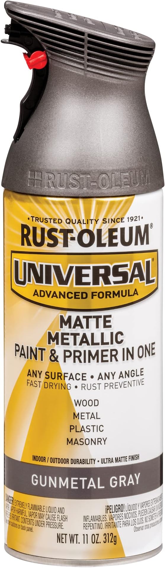 Rust-Oleum 353091 Universal All Surface Metallic Spray Paint, 11 oz, Matte Gunmetal Gray