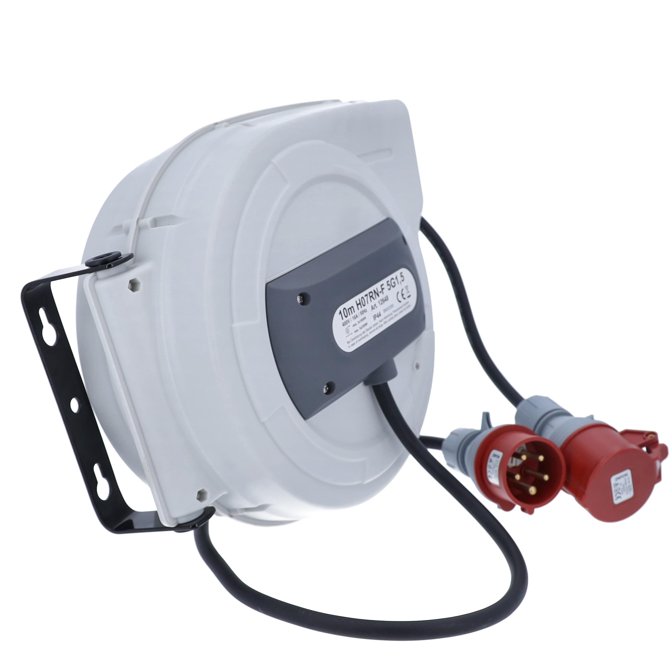 as - Schwabe avvolgicavo automatico CEE 10 m, 180° orientabile, montaggio a parete o soffitto, rimovibile uso mobile, 400 V, 16 A, 5 poli, IP44 esterno