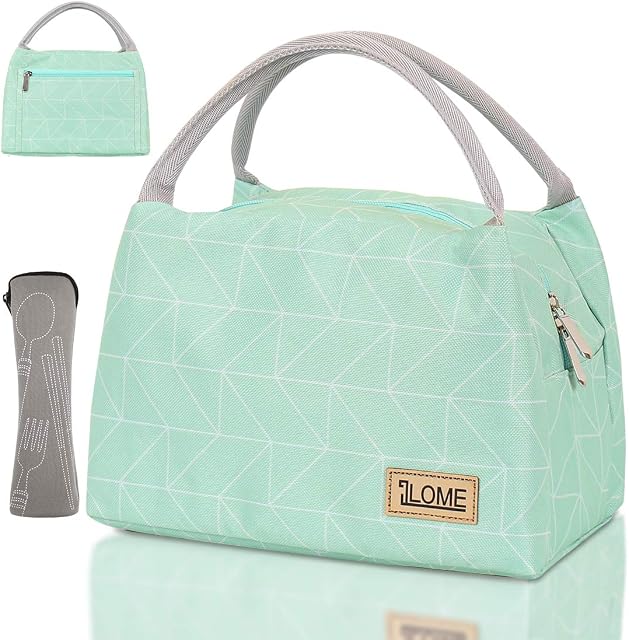ILOME Insulated Cooler Lunch Bag for Women and Men, Waterproof Lovely Canvas Lunch Bag, Perfect Size Lunch Bag for Lunch Box for Men & Women Work Picnic or Trave