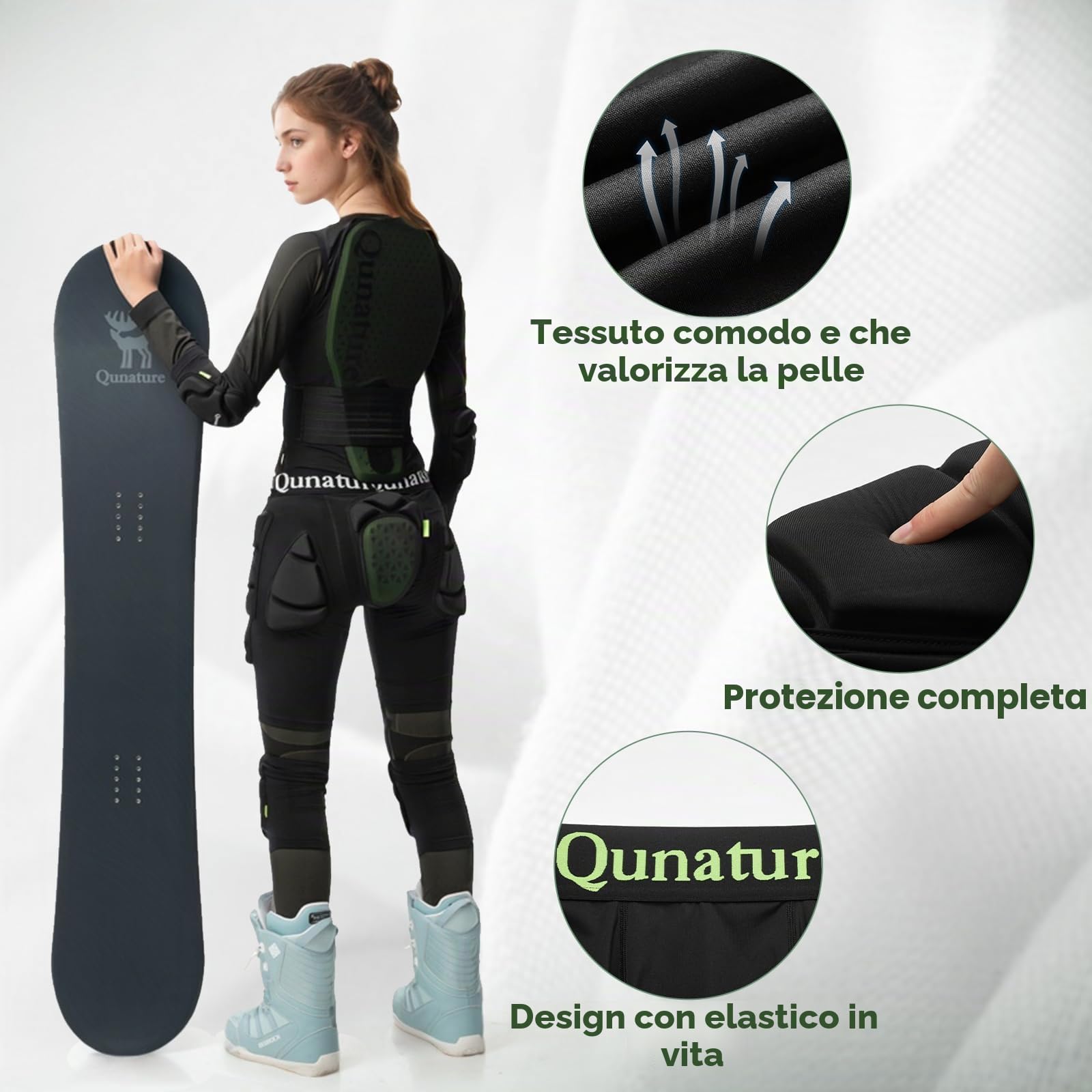 Pantaloncini Protettivi Imbottiti per Snowboard Sci Protezioni 3D | EVA 15mm, Antiurto, Traspirante, Uomo Donna, per Pattinaggio Skateboard Sport Estremi