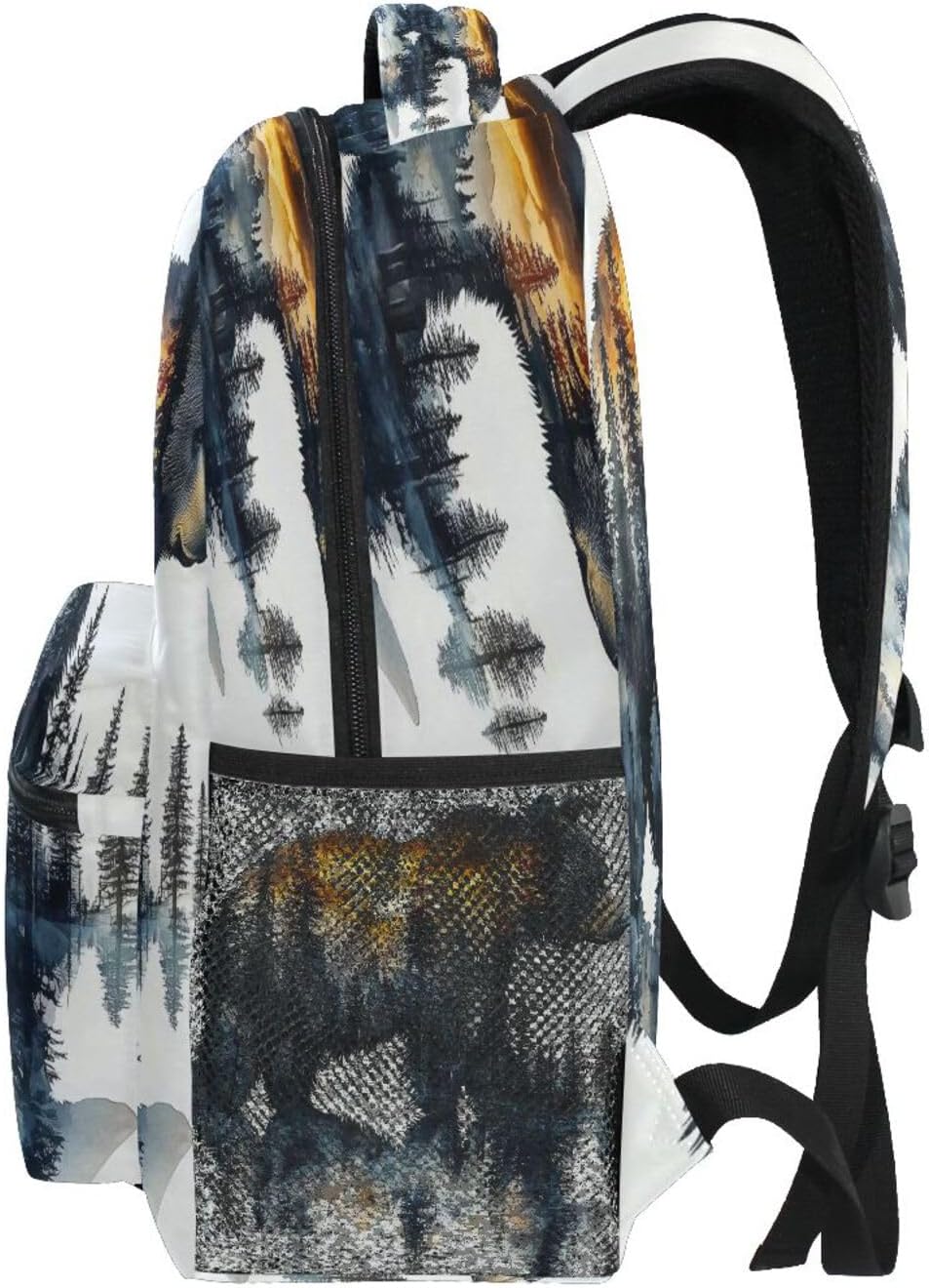 Backpack for Girls Boys, Teenager Bookbag College Rucksack Travel Daypack School Bag Kids Backpack Bear Forest Mountain Pattern