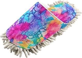 ZENWAWA Mop Slippers Watercolor Fluid Print, Funny Slippers Dust Cleaner for Women Men Size:9-12