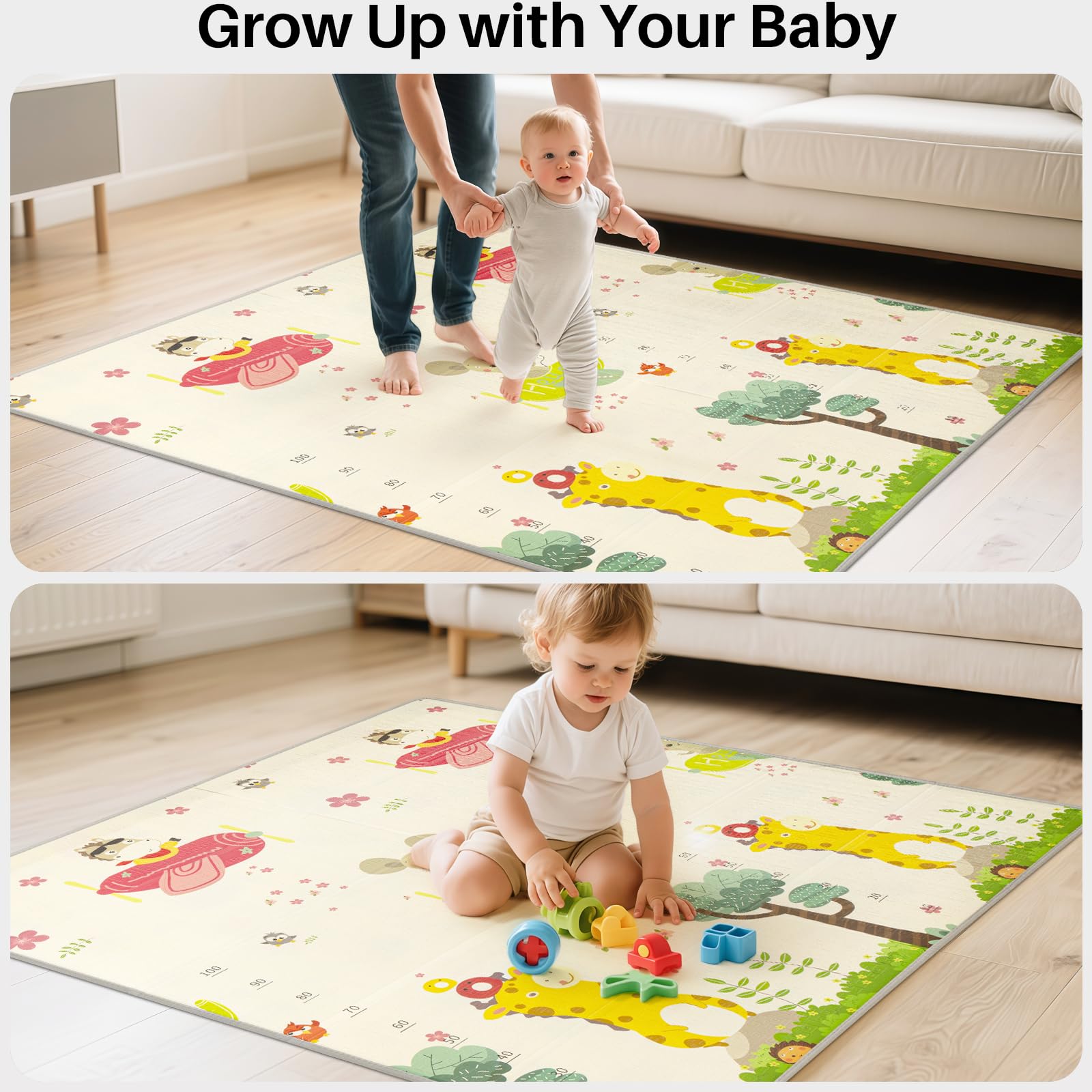 Baby Play Mat, Foldable Baby Playmat Reversible Waterproof Large Foam Soft Crawling Floor Playmat Non Toxic Portable Floor Mat| Ideal for Bedroom, Nursery & Playroom 150x180cm — view 7