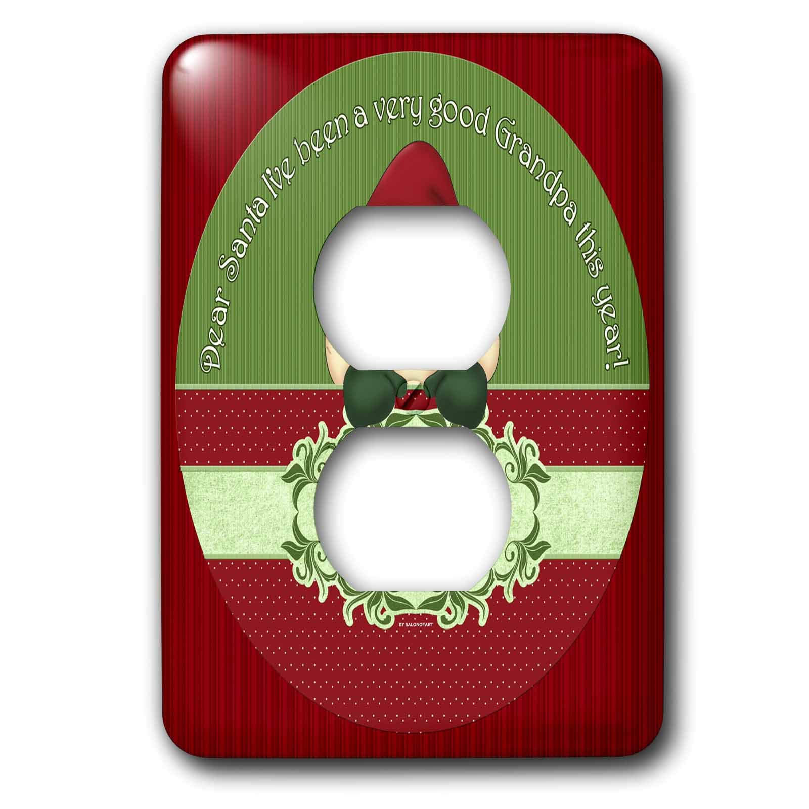 Cache-prise Santa I Have Been a Very Good Grandpa 3dRose rouge vert déco murale