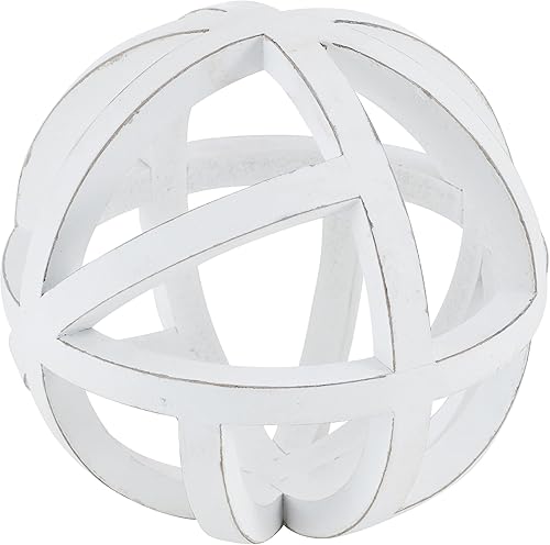 Elements Orbe decorativo de la armadura abierta del MDF blanco de 7,68 pulgadas
