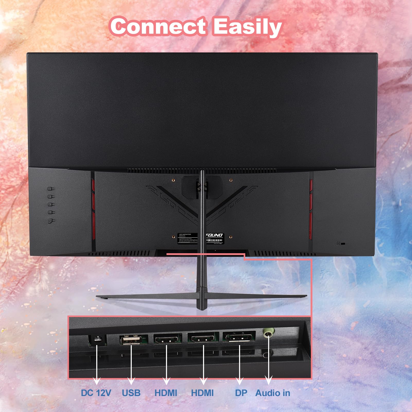 HUIOP Monitor do gier 2K 27 cali LED 2560x1440 165Hz 1ms Monitor na biurko ochrona oczu panel IPS 16:9 o wysokiej przejrzystości 300cd/m2